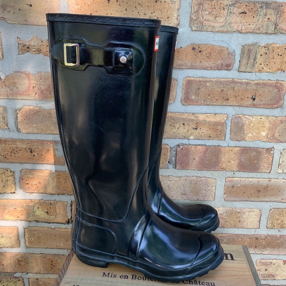Hunter Shoes - Glossy Black Hunter Tall Boot Size 7
